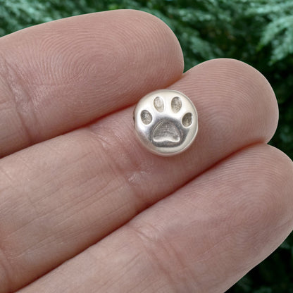 Paw Print Beads 4-Pack Silver Plated Pet Memorial Dog Cat Jewelry Making 9mm