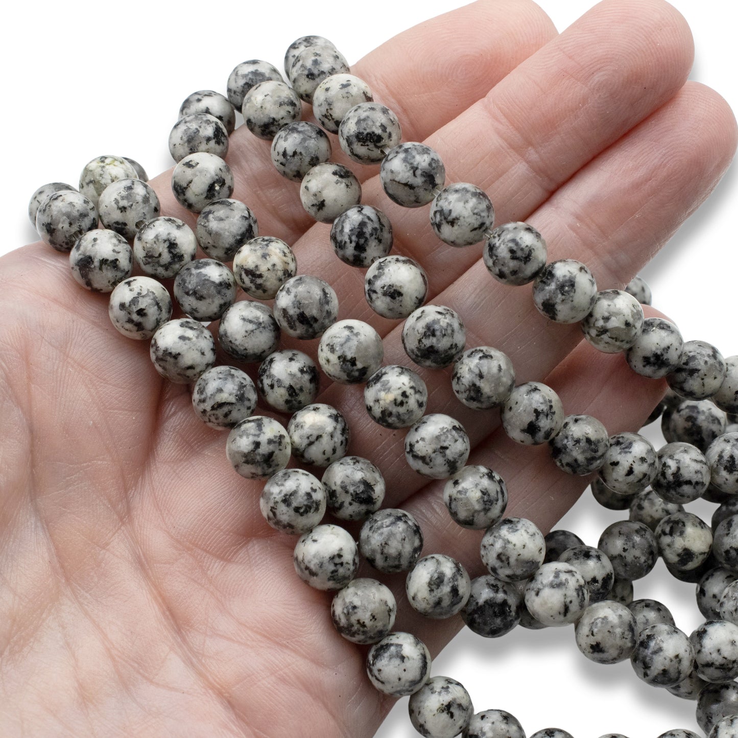 Brindle Agate Beads 8mm: Natural Gray Black Stone, Round Gemstone, 15" Strand