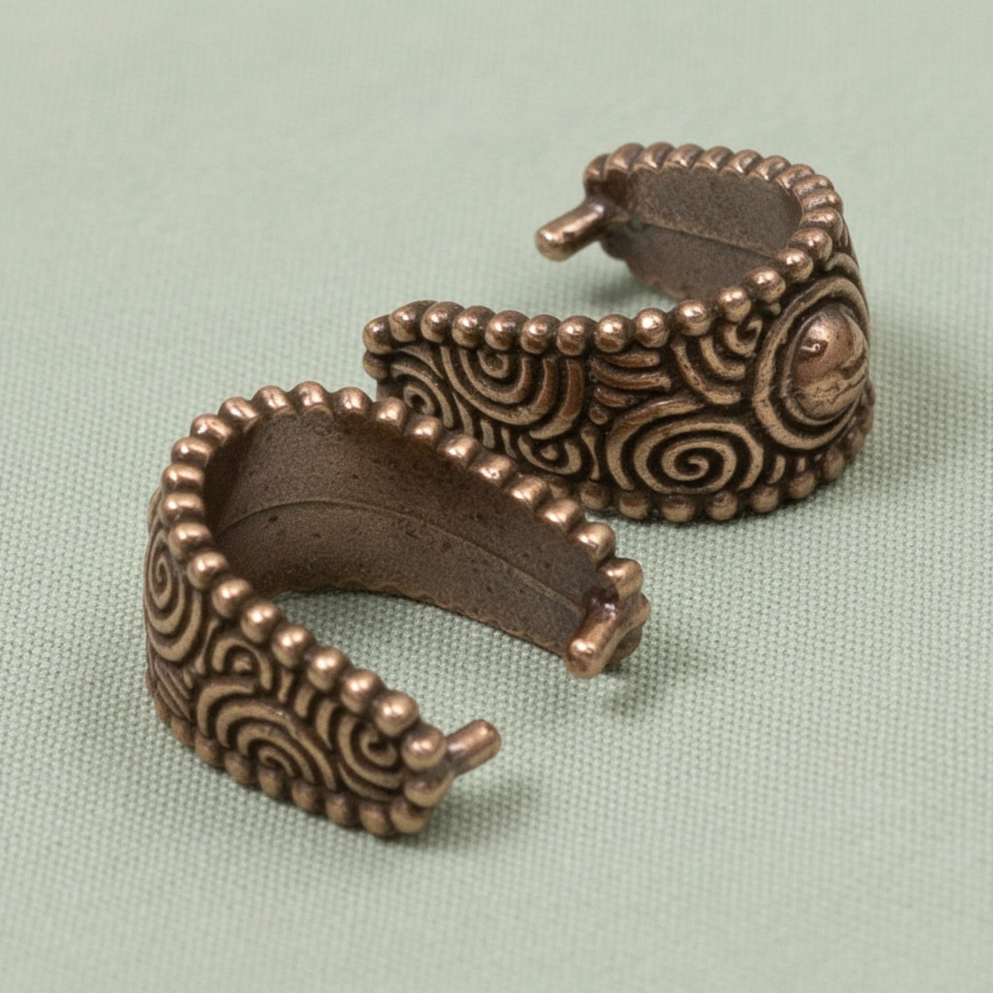 Copper Spiral Pinch Bails: Antique Copper Plated Pewter Pendant Holder 4 Pack