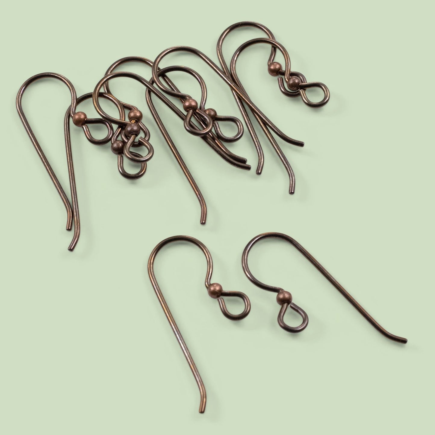 10 Bronze Niobium Ear Wires 2mm Antique Copper Accent Bead 20 Gauge Hypoallergenic USA