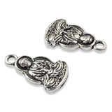 2 Serene Buddha Charms - Silver-Plated TierraCast Pewter - Mindfulness Jewelry
