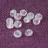 50 Sparkling Clear Glass Beads, Faceted Rondelle + AB Finish for DIY Jewelry