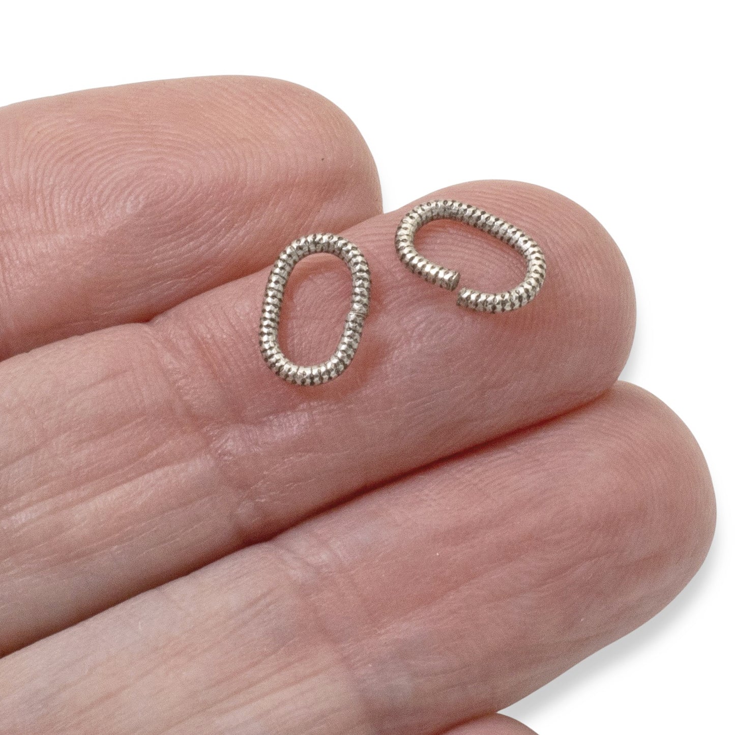 Antique Silver Textured Oval Jump Rings, 10-Pack Professional Grade 17 Gauge