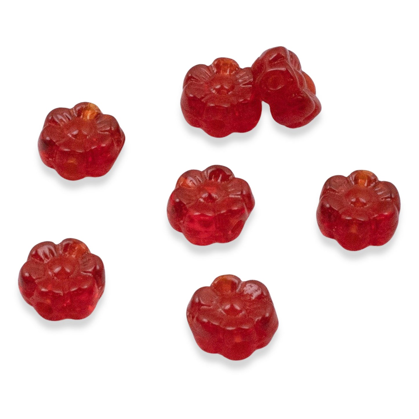 50 Siam Red Daisy Flower Beads - 6mm Czech Glass Beads - Perfect for DIY Jewelry and Holiday Gifts