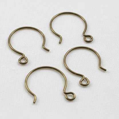 Antique Brass Niobium Circle Hoop Ear Wires, Hypoallergenic, USA Made, 4-Pack