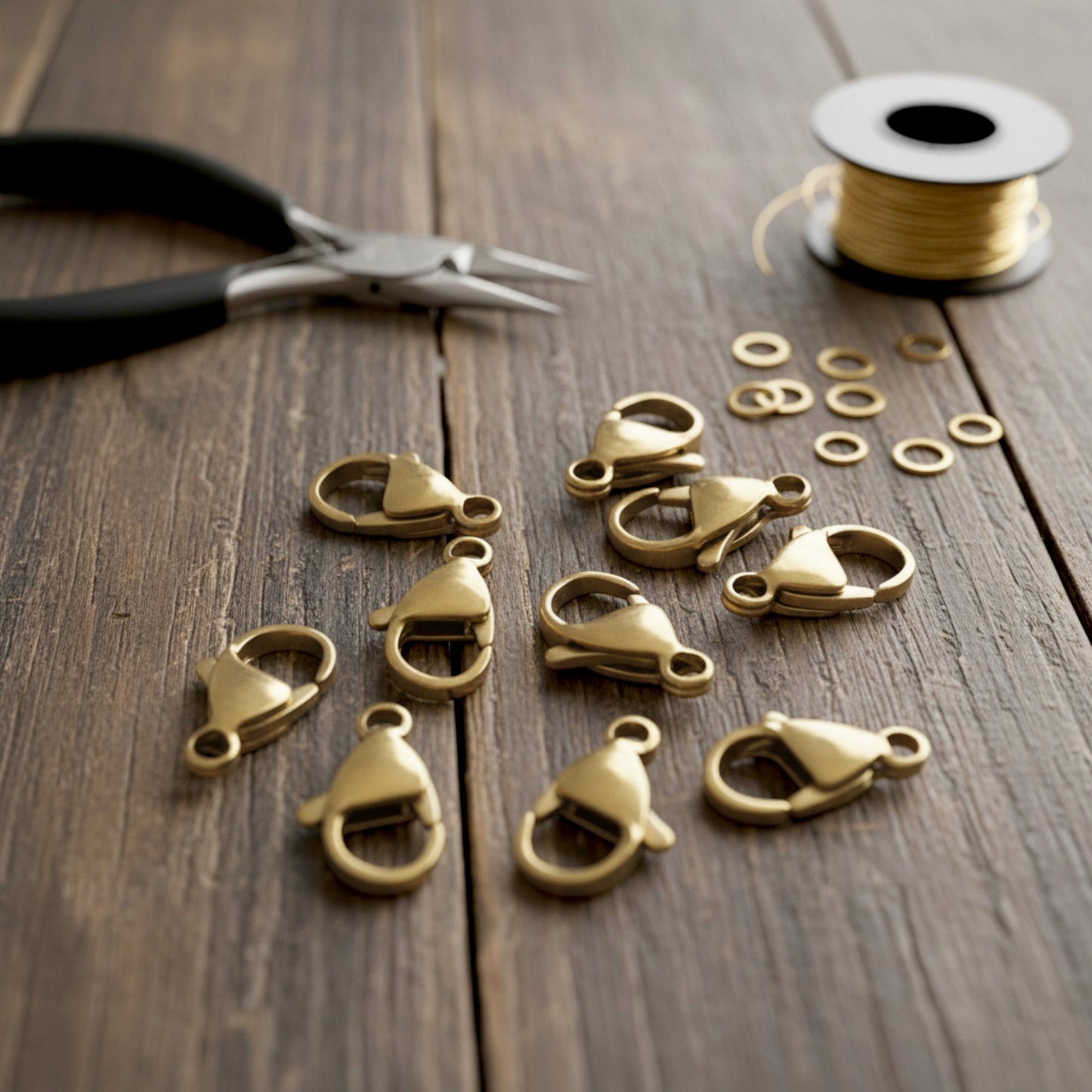 Gold Lobster Claw Clasps: 8x13mm Durable Stainless Steel Jewelry Connector 10Pcs