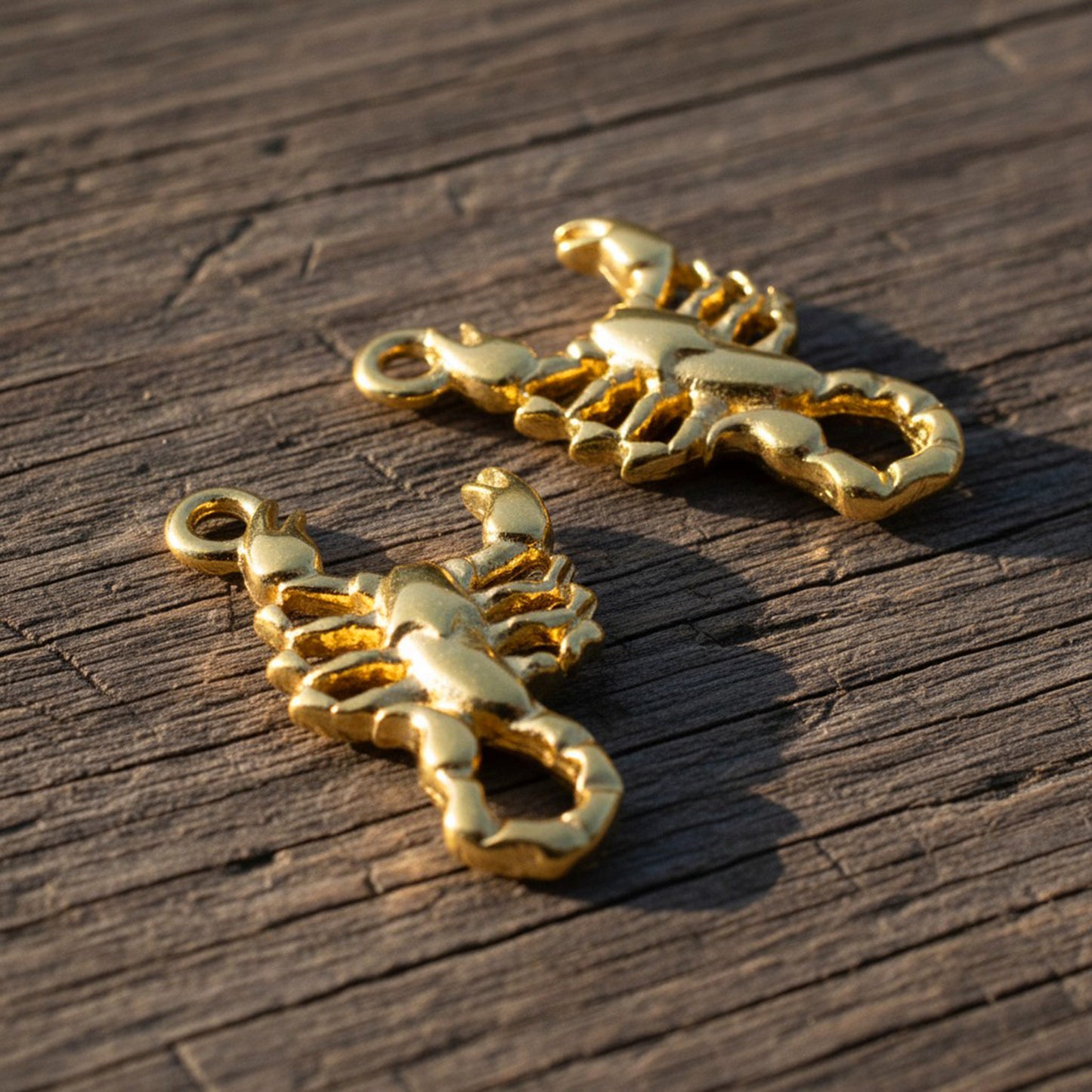 Scorpion Charm Gold Plated: Scorpio Zodiac Celestial 24K 4-Pack