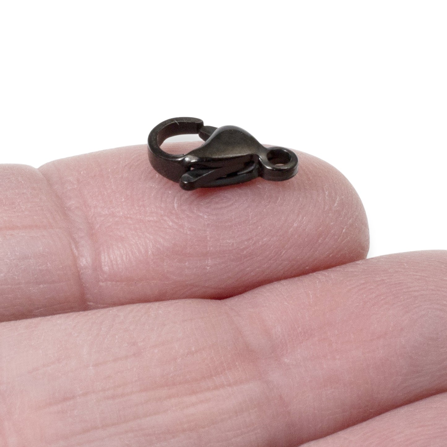 10 Black Lobster Claw Clasps - Medium Size Stainless Steel 8x13mm - DIY Jewelry