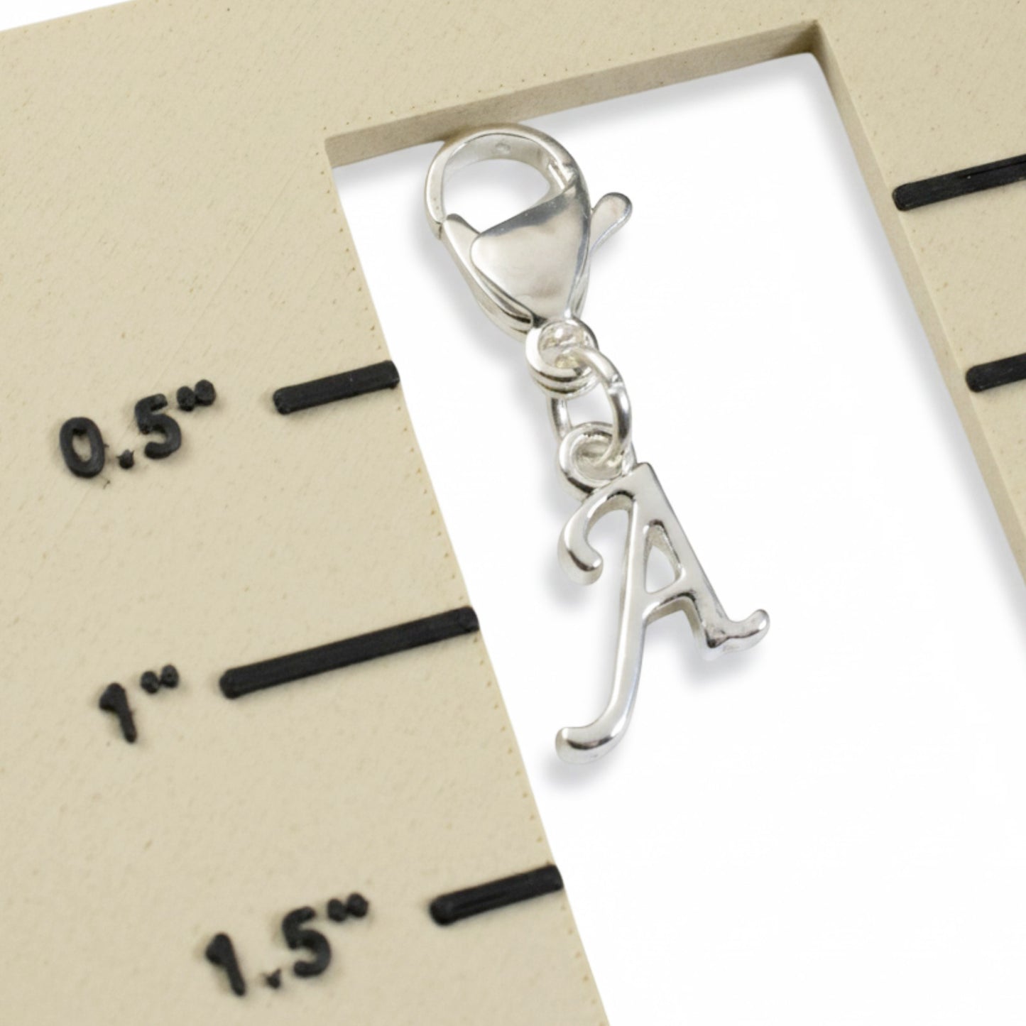 Silver Cursive Letter A Clip On Charm: Script Initial Dangle Lobster Clasp Personalized Journal Bracelet