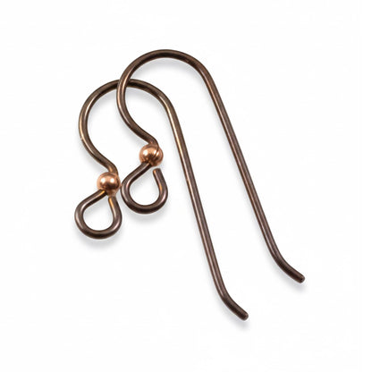 Bronze Niobium Ear Wires + Copper Bead Accent 10-Pack Hypoallergenic Earring Hooks
