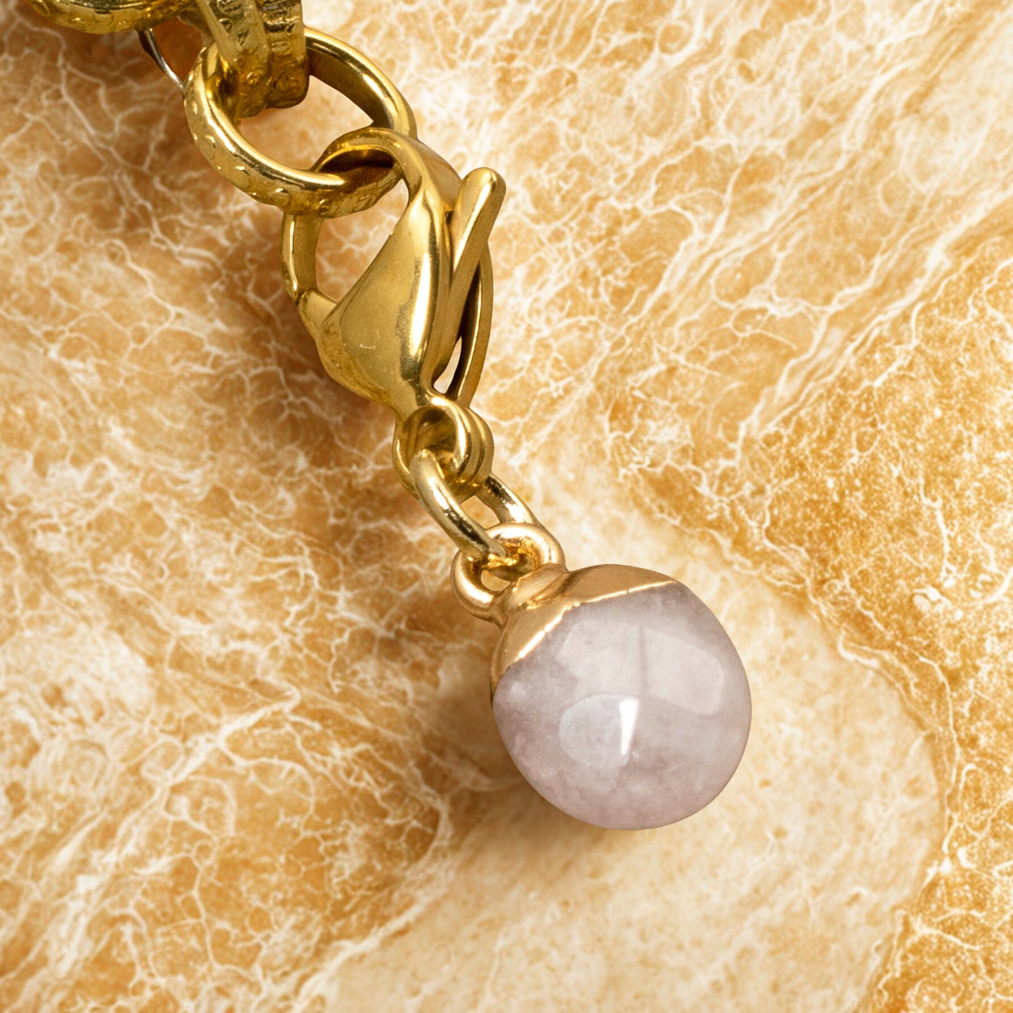 Dainty Rose Quartz Clip-on Charm - Pale Pink Bag Charm - Jewelry Accessory