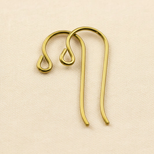 Yellow Niobium Small Loop Ear Wires: Hypoallergenic French Hook, 10-Pack