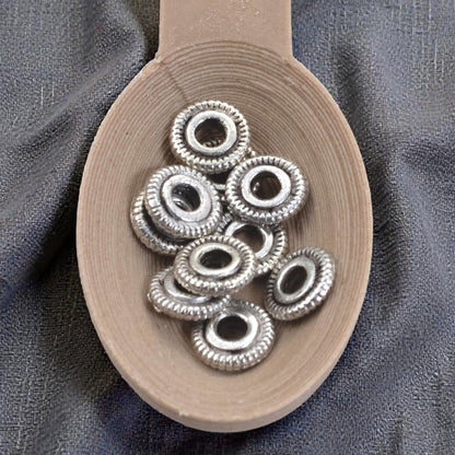 Antique Silver Spacer Beads 6mm Line Edge Large Hole Leather Cord 10-Pack USA