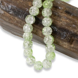 50 Light Green & Clear Crackle Beads -8mm Round - Two Tone Glass Beads