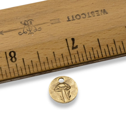 Mini Mushroom Charms Gold 2Pc, 24k Plated Woodland Jewelry, Autumn Forest Nature Supplies