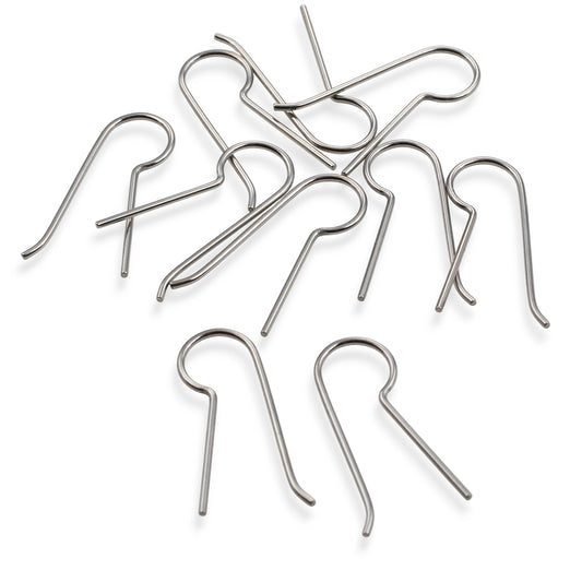 Niobium Earring Hooks Gray 50 Pack Bulk: Regular Leg Ear Wire Blanks Hypoallergenic Sensitive Ears USA Made Unanodized