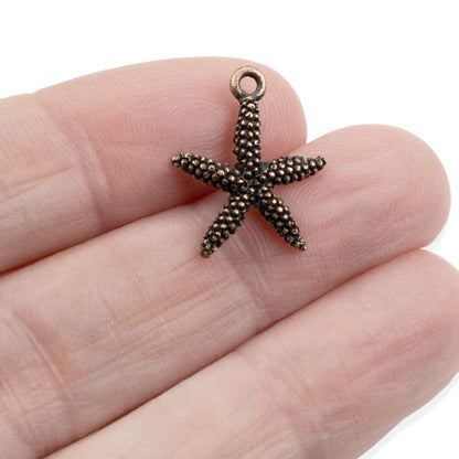 Starfish Charms: 2Pcs Antique Copper Plated Pewter 20mm Beach Ocean Coastal Nautical Jewelry