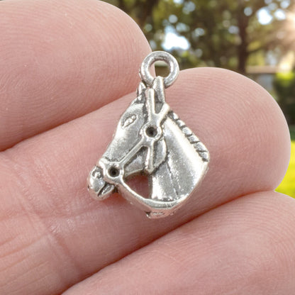 15 Silver Horse Charms - Cowboy Rodeo Pendants - DIY Western Jewelry-Making