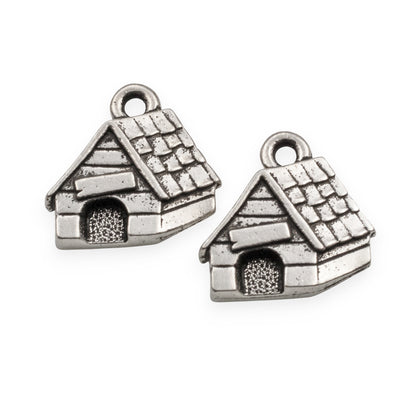 TierraCast Dog House Charms - Silver Pewter Pet Lover Jewelry Components 2 Pack