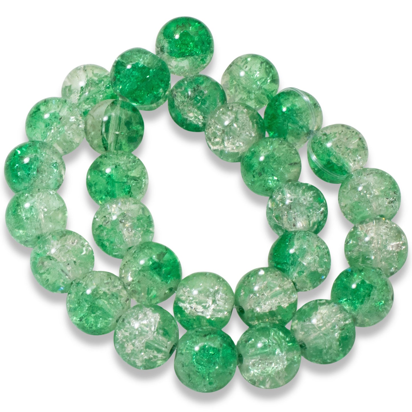 Light Green & Clear Crackle Glass Beads: Spring Pastel 10mm Round 30-Pack