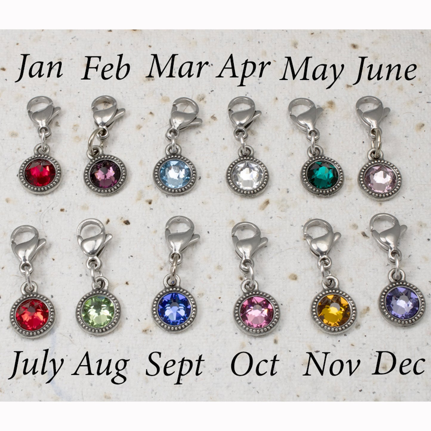 April Birthstone Clip-On Charm, Clear Crystal with Clip-On Design and Lobster Clasp, Unique Present for Birthday, Small Gift Idea