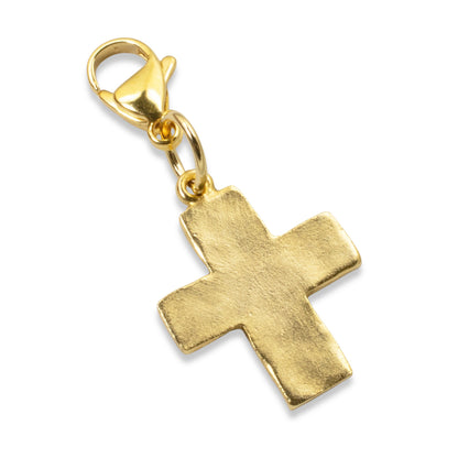 Gold Cross Clip-On Charm: 24k Plated Religious Pendant Purse Bag Accessory
