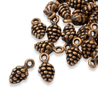 Pine Cone Charms: Copper Finish 3D Woodland Nature Jewelry Making 20 Pack