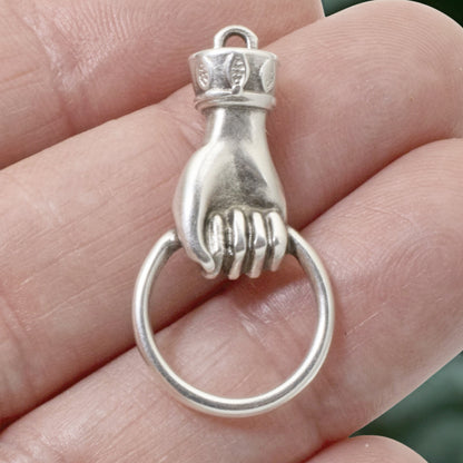 Hand Holding Ring Connector, Silver Customizable Charm Holder, Versatile 2-Pack