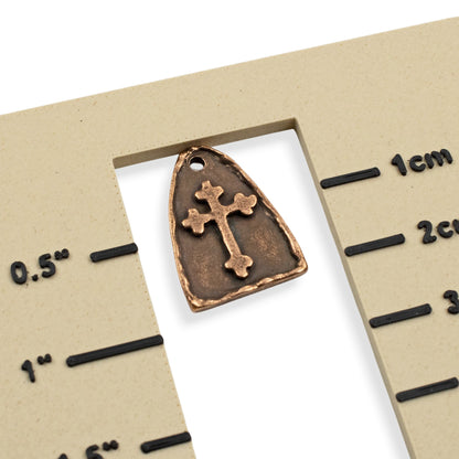 Copper Arch Cross Medallion Charms, Gothic Religious Pendant, 2-Pack