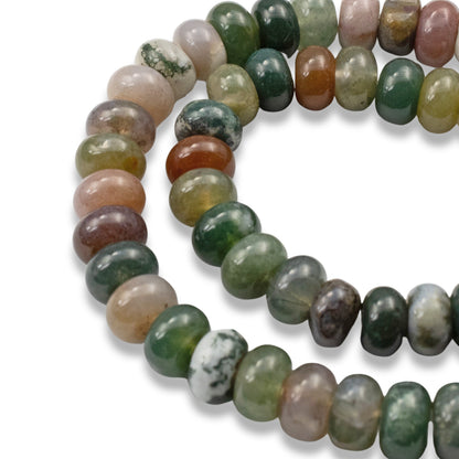 India Agate Beads, Rondelle 5mm x 8mm, Multicolor Blood Agate Strand, 78Pcs