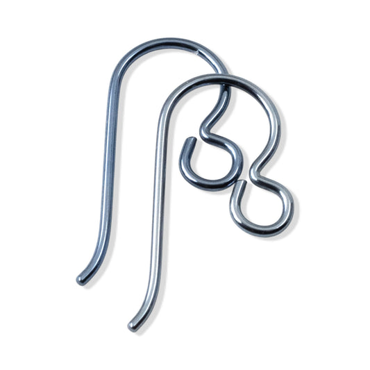 10 Premium Steel Blue Niobium Ear Wires - Hypoallergenic Earring Hooks - USA Made