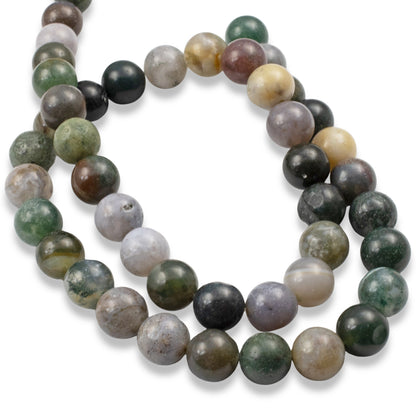 India Agate Beads: 8mm Multicolor Round Gemstone, 15" Strand Jewelry Making