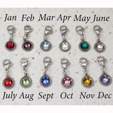 July Birthstone Clip-On Charm, Light Siam Red Crystal with Clip-On Design and Lobster Clasp, Unique Present for Birthday, Small Gift Idea