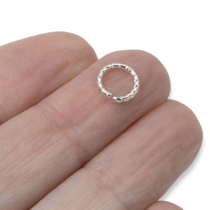 Circle Jump Rings Sterling Silver Plated, 20-Pack 9mm Textured Findings