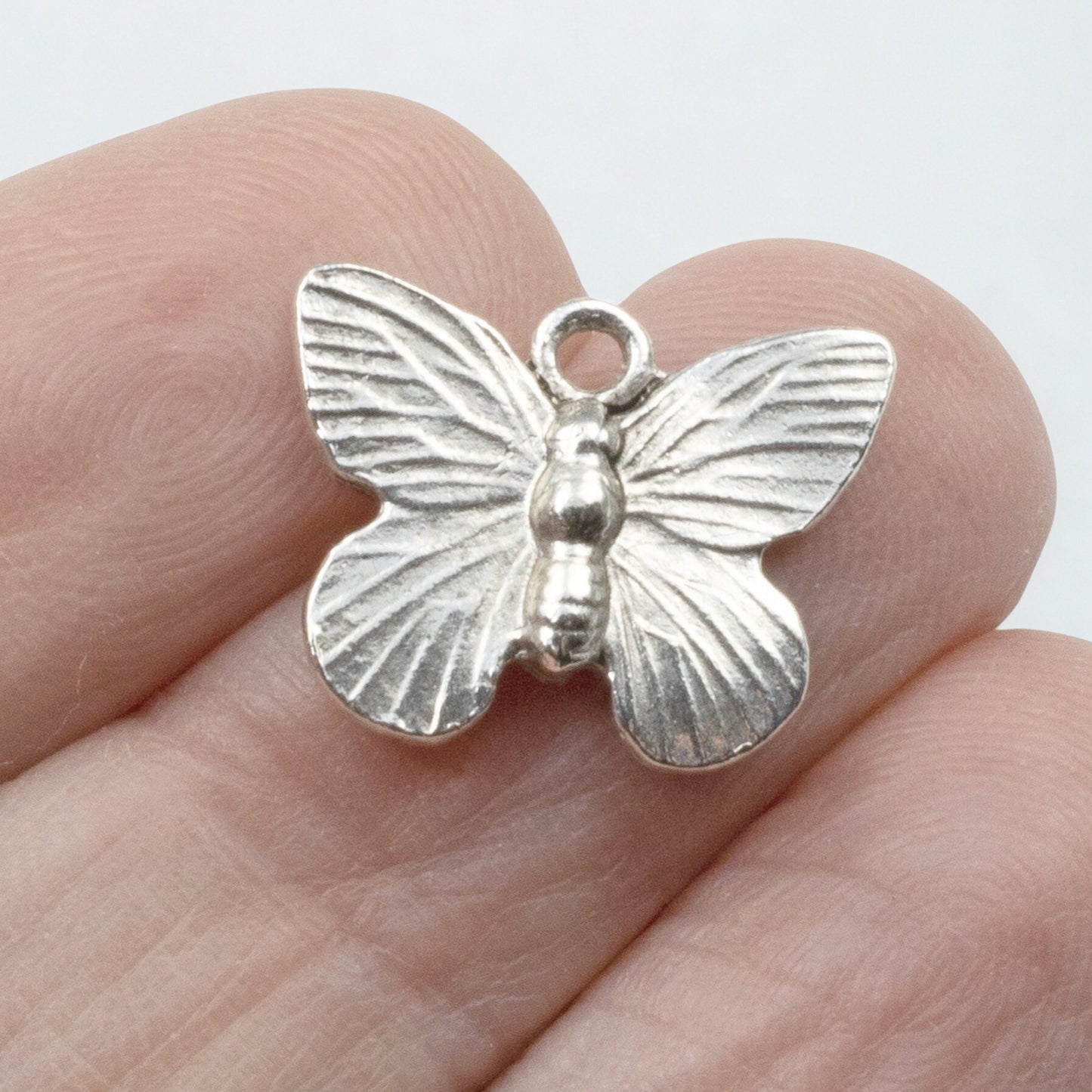 Silver Butterfly Charms: Antique Pewter Nature Pendants USA Made 2-Pack