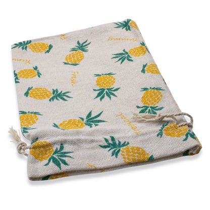 Pineapple Drawstring Bags, 5-Pack Tropical Party Favor Gift Candy Pouch 5"x7"