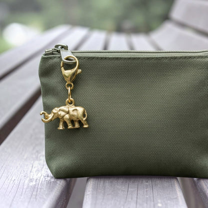 Elephant Clip-On Charm, 24K Gold Plated Pewter, Lobster Clasp Bag Accent