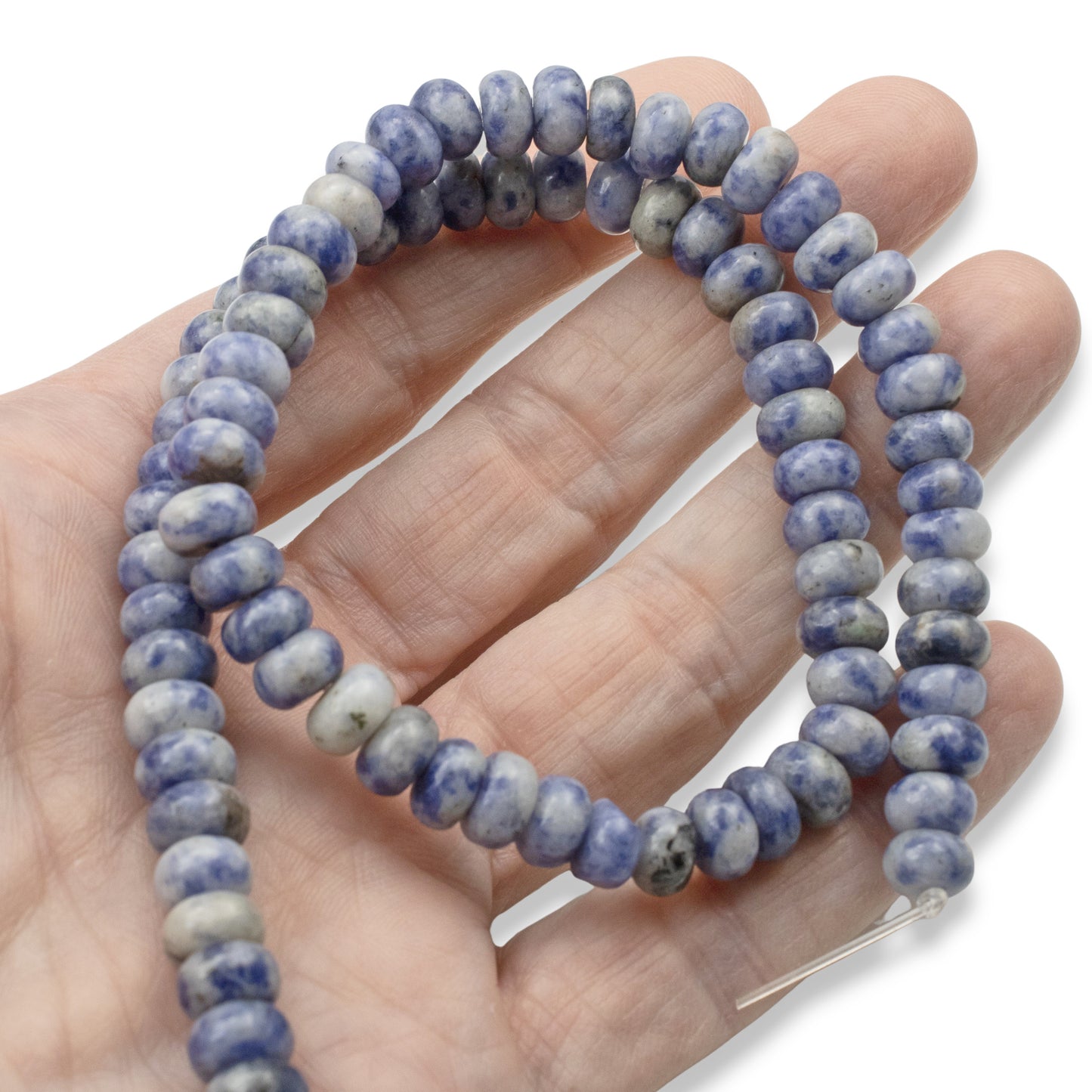 Denim Lapis Beads, Rondelle 5mm x 8mm, Blue Gray Gemstone Strand 78Pcs