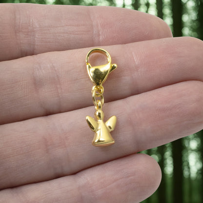 Gold Angel Clip On Charm, 24K Plated Guardian Angel, Spiritual Sympathy Gift