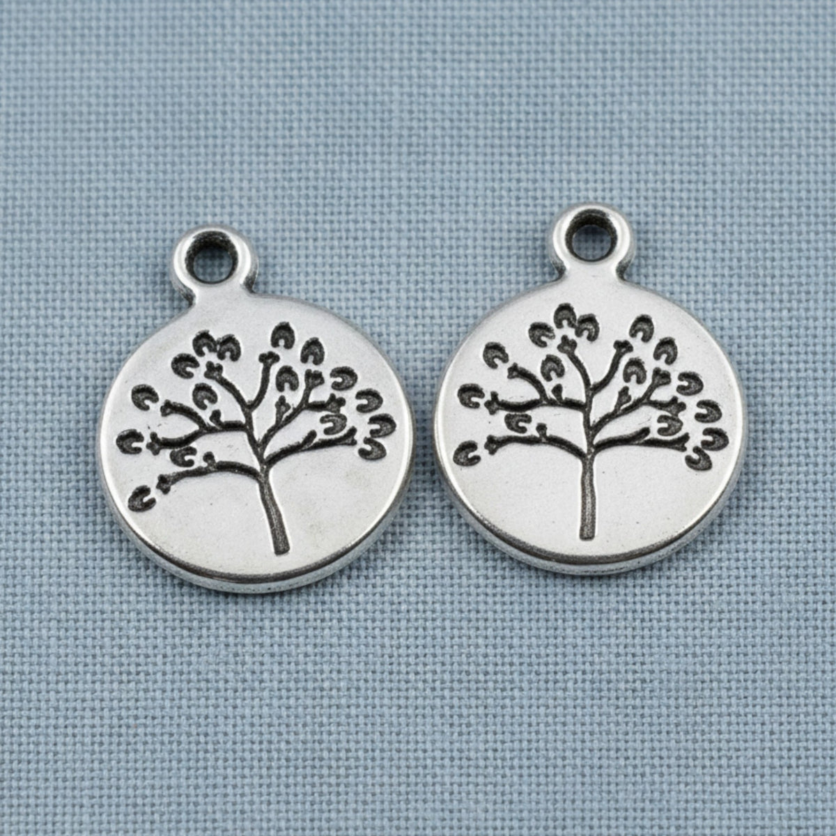 Tree Coin Charms 6-Pack: Silver Nature Tree of Life Spiritual Jewelry Making