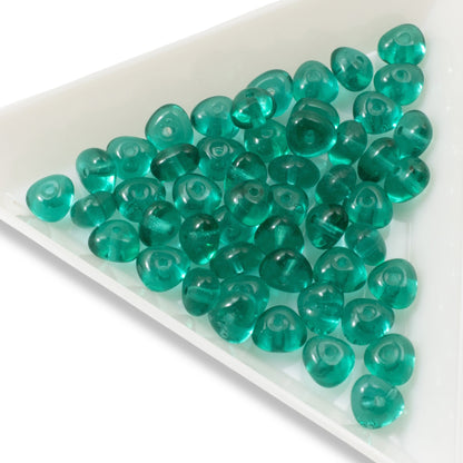 50 Teal Green Potato-Shaped Beads - Czech Glass - 4x6mm for Jewelry Making