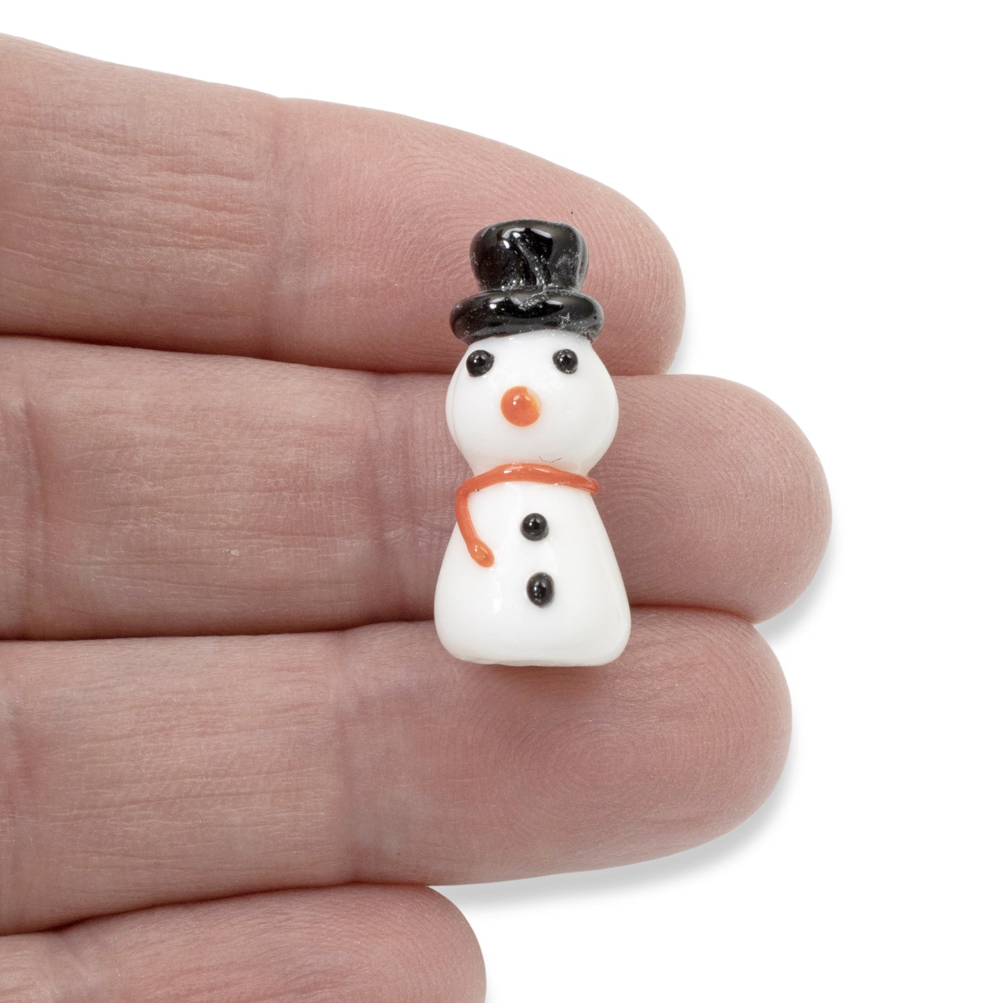 4-Pack Snowman Beads, Christmas Holiday Lampwork for Jewelry Making & Crafts