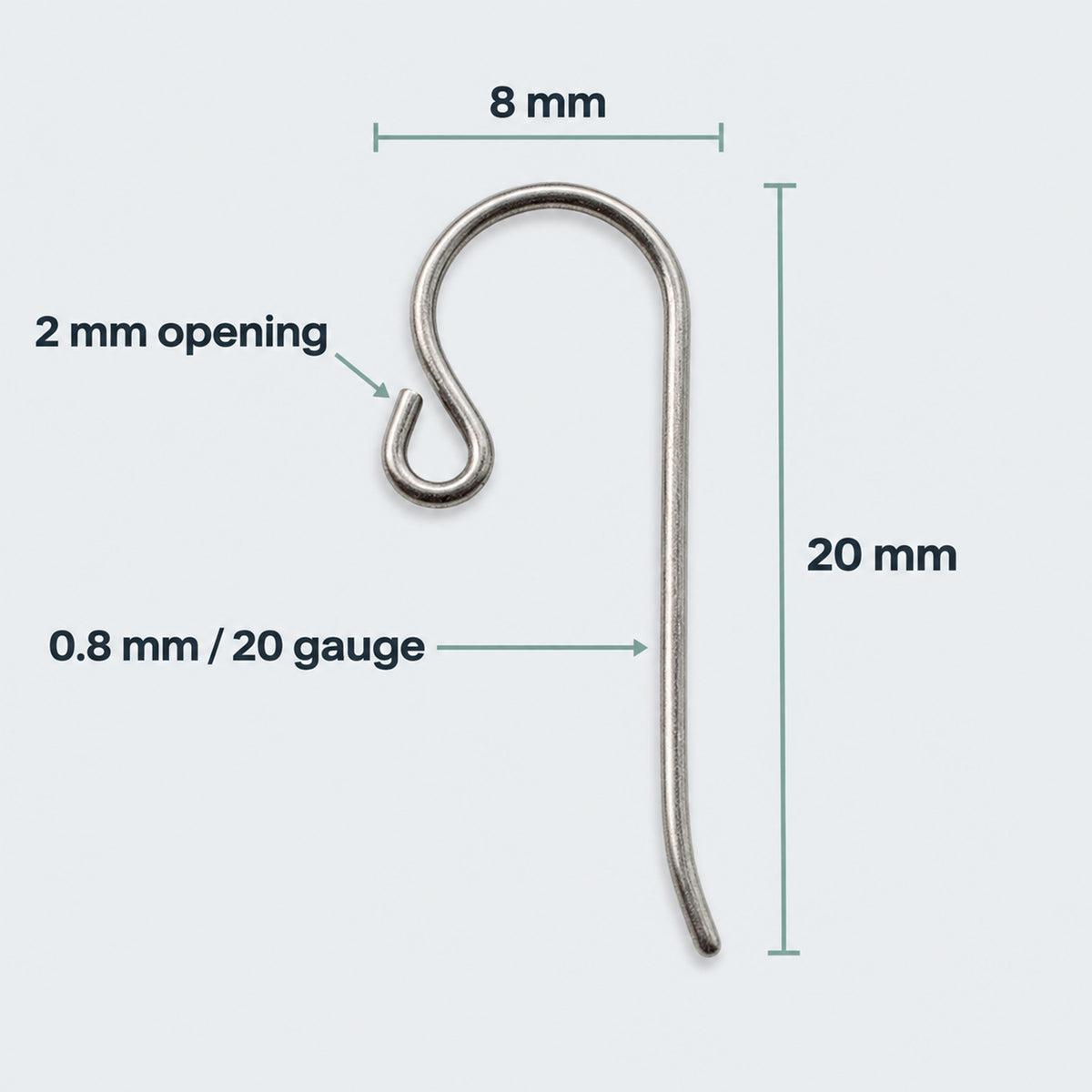 Titanium Small Loop Ear Wires 50-Pack, Hypoallergenic Earring Hooks USA Made