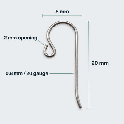 Titanium Small Loop Ear Wires 50-Pack, Hypoallergenic Earring Hooks USA Made