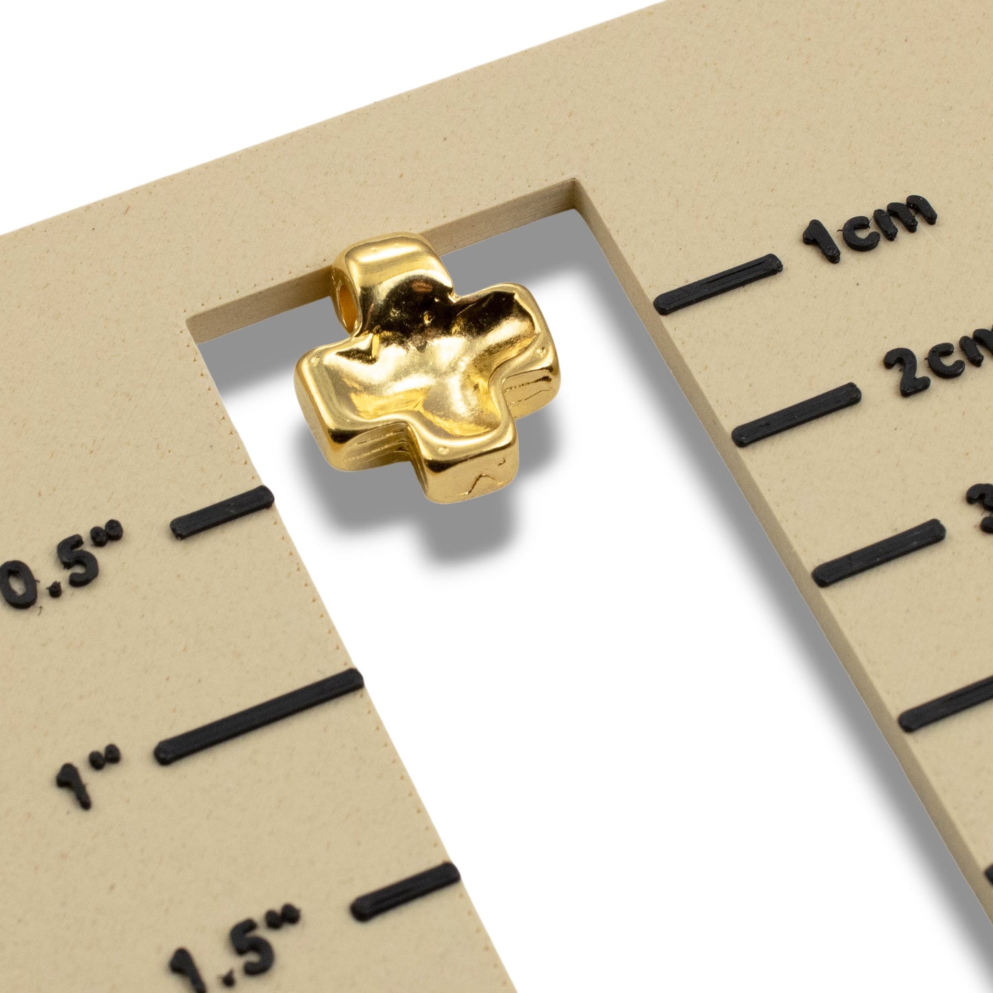Gold Cross Pendants: 24K Plated 15mm Textured Religious Charm Christian Jewelry 2Pcs