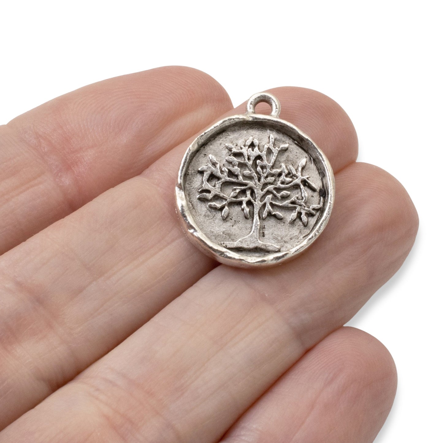Tree of Life Medallion Charms Antique Silver 2-Pack, Spiritual Jewelry Making
