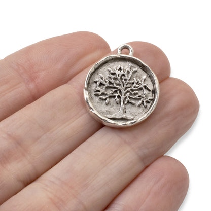 Tree of Life Medallion Charms Antique Silver 2-Pack, Spiritual Jewelry Making
