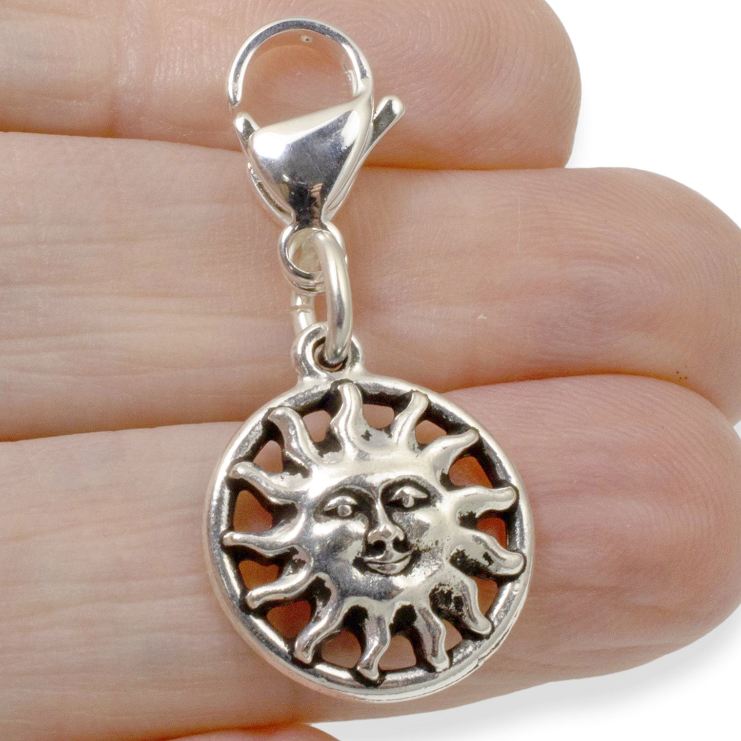 Sunshine Clip-On Charm, Silver Sun Bag Accessory, Purse Jewelry Keychain Charm