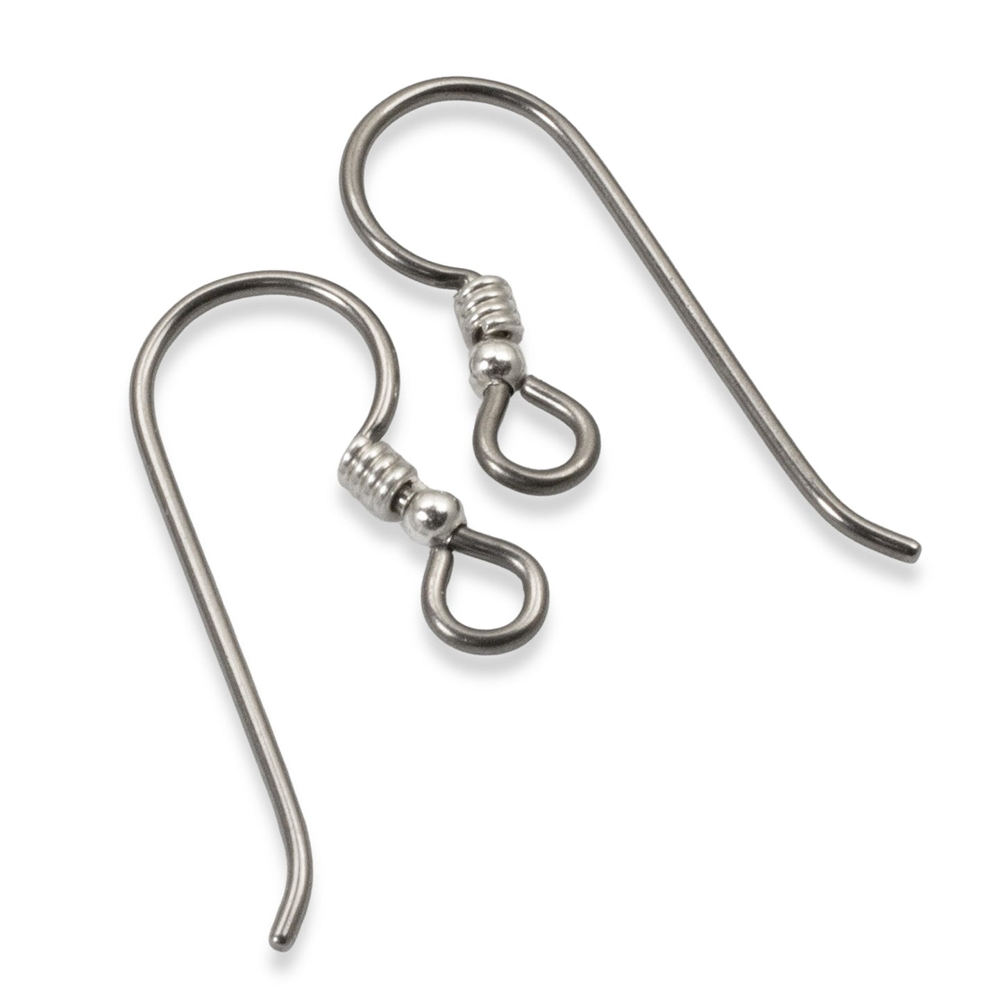 10 Gray Niobium Ear Wires - Bead & Coil Accents - Hypoallergenic Earring Hooks