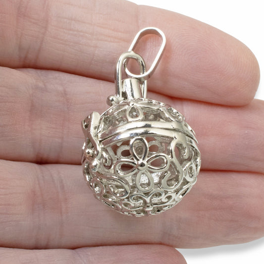 Silver Cage Pendant - Crystal or Gemstone Locket - Aromatherapy Gift